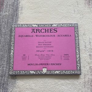 Arches Watercolor Block Hot Pressed, 9x12”